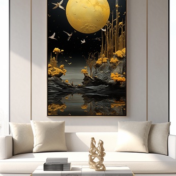 New Chinese Style Elegant Light Luxury Gold Foil Decorative Painting Living Room Decorative Painting