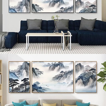 Pine Horizontal Edition Chinese Style Ink Landscape Illustration New Chinese Decorative Painting