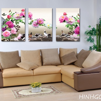 Painting file set of 3 peony paintings - FR313