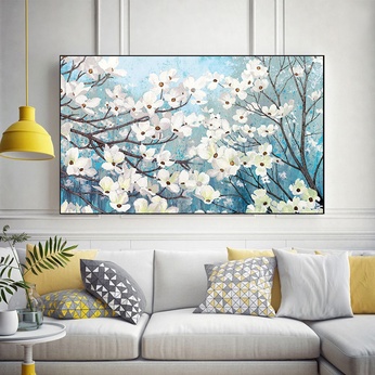 File of Oil Paintings White Flower Forest Landscape - HG1085