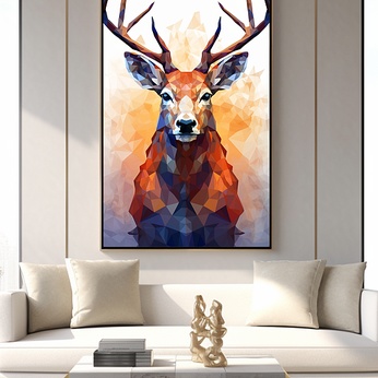 Geometric Animals Lattice Animals Abstract Modern Elk Interior Decorative Paintings