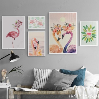 Picture file set 5 combining flamingos and Nordic plants - HG525