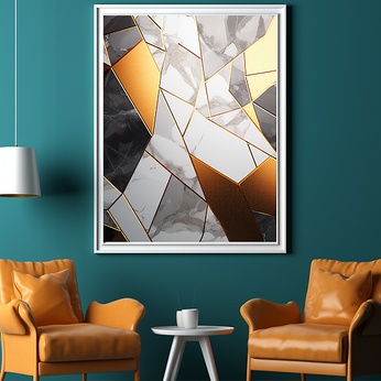 Abstract light luxury modern decorative painting in marble gilding