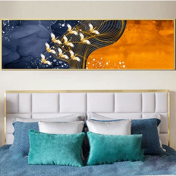 Abstract file of yellow birds decorating the bedroom - OP23433675