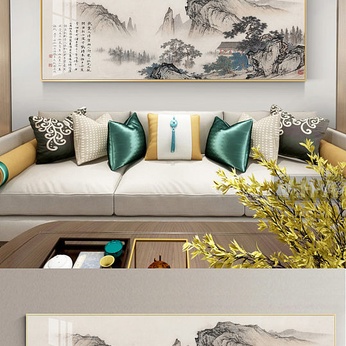 New Chinese Ink Chinese Painting Triple Decorative Painting