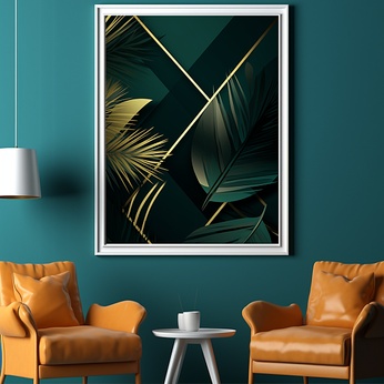 Green Gold Foil Decorative Painting Living Room Interior Decorative Painting