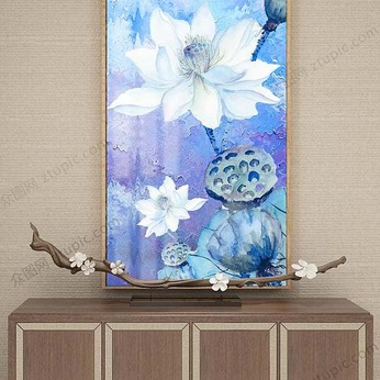 Blue Lotus Oil Painting Decorative Painting