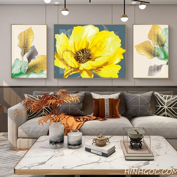 Modern hand-drawn yellow flower painting file - HG362