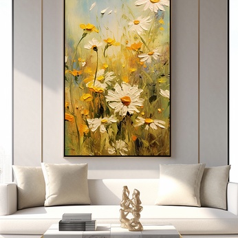 Classical Small Daisy Oil Painting Living Room Decorative Painting