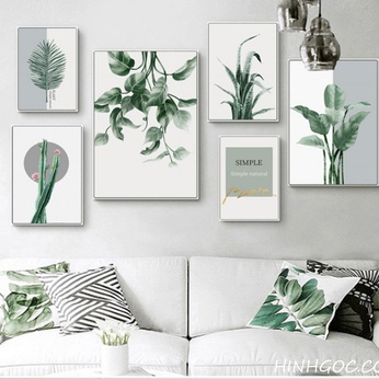 File of 6 paintings combined with tropical plants - HG600