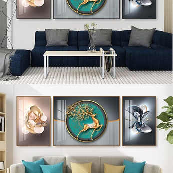 Abstract elk three-dimensional geometric triple decorative painting