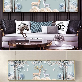 Modern Simple Relief Three-dimensional Fortune Tree Elk Round Decorative Painting