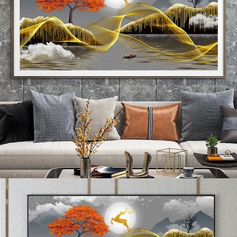 New Chinese Abstract Gold Leaf Mountain Decorative Painting