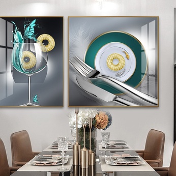 Set of 2 Modern Abstract Art Files for Dining Room - HQ-498