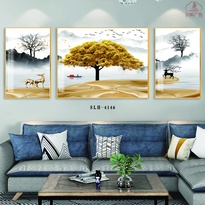 File of a set of 3 modern style collage paintings - SLH-4146