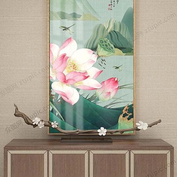 New Chinese Lotus Art Living Room Framed Decorative Painting