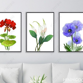 Picture file set of 3 Nordic trees and flowers - HG300