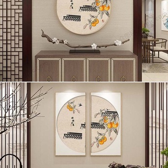 Modern hand-painted persimmon Ruyi persimmon decorative painting