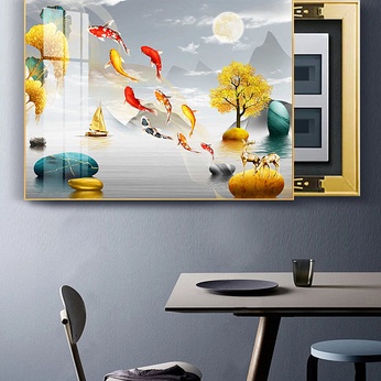 Modern Light Luxury Sailboat Nine Fish Electric Meter Box Painting