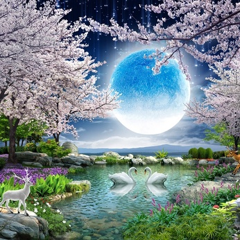 3D natural landscape wall background painting file - DT0006