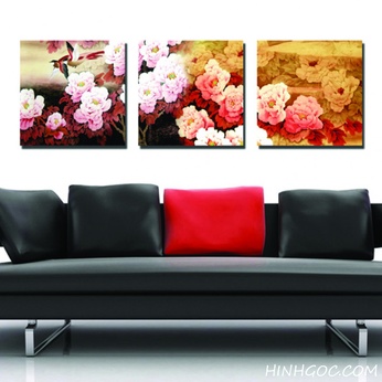 File of 3 peony paintings - FR3116