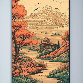 Mountains and Rivers Chinese Style National Trend Architecture Decorative Painting