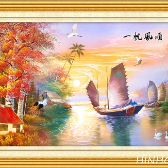 Oil Painting Landscape Art File thuận buồm xuôi giớ - HG172