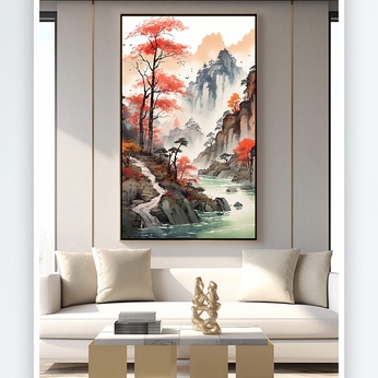 Hand-painted Chinese-style Hongyun Dangtou Landscape Painting Decorative Painting