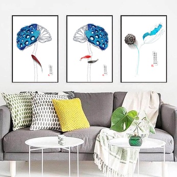 Painting file set of 3 hand-drawn lotus stations - S007