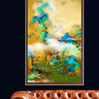 New Chinese Style Green Landscape Decorative Painting
