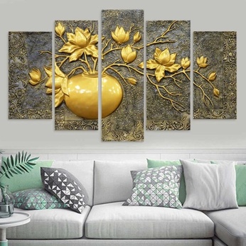 3D Yellow Lotus Vase Painting File- S029