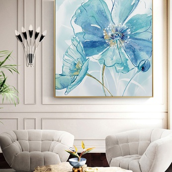 Hand-painted blue poppy picture file - HL0023