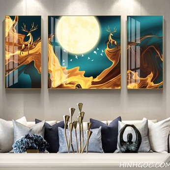 Landscape file of the full moon sky combined with deer and deer - HG1060