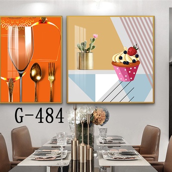 Picture file set of 2 abstract modern dining room - G-484