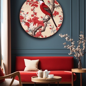 Interior Decorative Painting of Plum Blossom Branches, Flowers and Birds by Chinese Artists