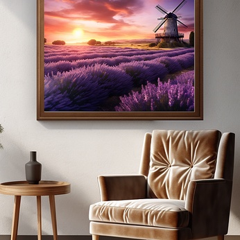 Provençal Windmill Flower Sea Photoshoot Lavender Decorative Painting