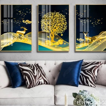 Modern Abstract Art File Yellow Tree and Deer Landscape - HG170