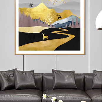 New Chinese Style Landscape Gold Elk Decorative Painting