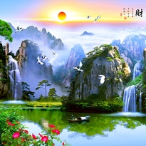 File of River and Mountain Landscape Paintings - ZS-070