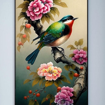 Magpie Red Peony Chinese Decorative Painting