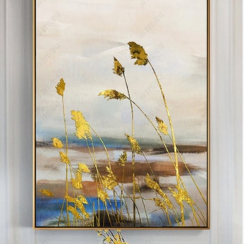 Yellow reed painting in modern oil painting style - HG206