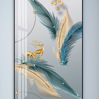 Abstract feathers Elk landscape decorative painting entrance