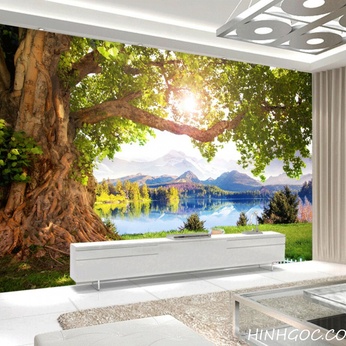 Large tree landscape painting file with wall background decoration - HG1057