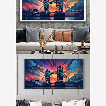 Colorful atmospheric London Bridge flat wind foreign city landmark decorative painting