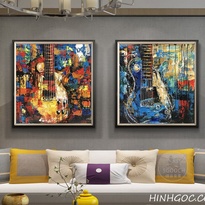 Abstract guitar oil painting file - OP18427106