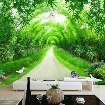 Picture file of landscape wall of green bamboo road - DT032