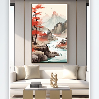 Chinese Style Hongyun Dangdou Landscape Painting Decorative Painting