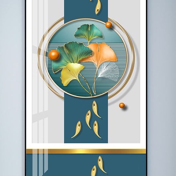 Ginkgo Leaf Nine Fish Picture 3D Geometric Decorative Painting