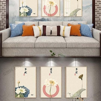 Zen Lotus Living Room Decorative Painting