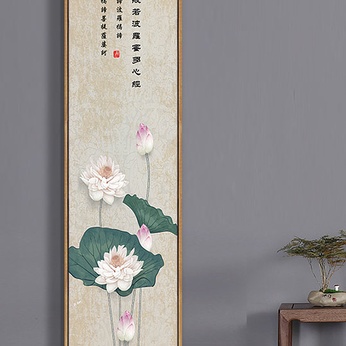 New Chinese Lotus Heart Sutra Decorative Painting Vertical Plate Strip Screen Calligraphy Calligraphy Painting